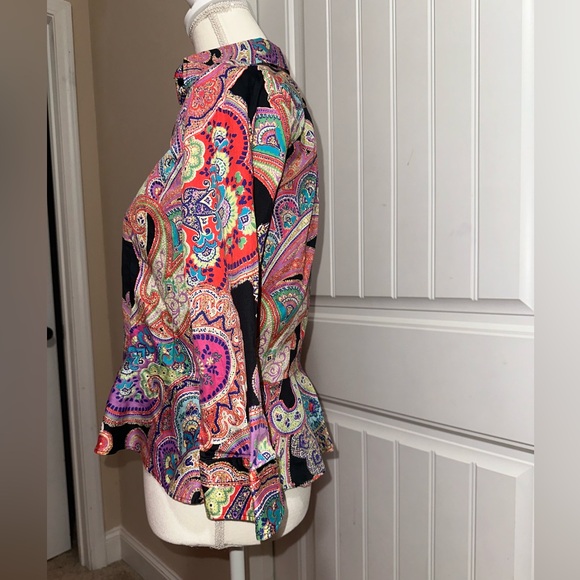 Lauren by Ralph Lauren vibrant paisley button up blouse - Picture 8 of 12